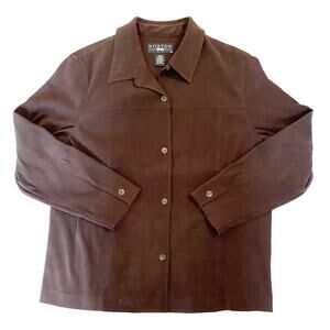 Norton Studio Petites Brown Faux Suede Jacket Womens Size 14P
